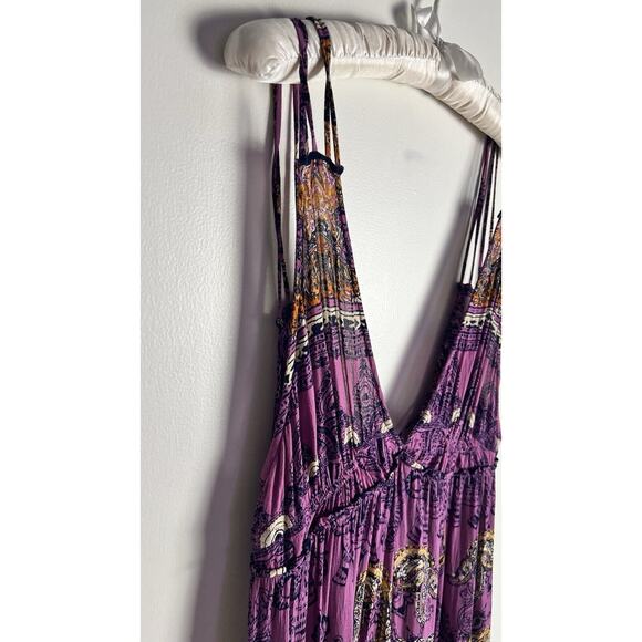 Intimately Free People Me To You Printed Mini Slip Dress Purple Combo Size XS - Picture 4 of 9
